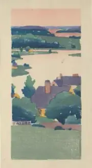 A Bend in the River [woodcut] : Arthur Wesley Dow : 1895 : Art Print