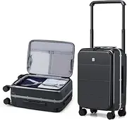 [Hanke] Hand Luggage Top Open 20 Inch Carry On Luggage with Wheels & Wide Handle Hard Shell Suitcases Luggage Bag for Travel Suitcase Aluminum Luggage(Jet Black)