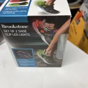 New Brookstone Light Up Shoe Clip Sets LED Lights, Neon Green & Red