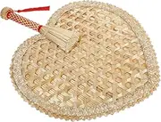 ULTECHNOVO Weaving Handheld Fan Hand Fan Rustic Fans Woven Hand Fans Manual Summer Fan Decorative Fans Handheld Summer Fans Portable Hand Fan Woven Fan Beige