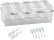 Ice Cooled Condiment Serving Container 5 Compartment Sturdy Clear Serving Platter for Work Indoor Outdoor Entertaining Home