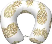 DEXNEL Golden Pineapple Background Airplane Travel Pillows, Memory Foam Pillow Suitable For Airplane,Sleeping,Travel