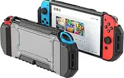 Protective Case for Nintendo Switch OLED 2021, Full Protection Switch OLED Cover, TPU Shock-Absorption One-Piece Structure (Black)