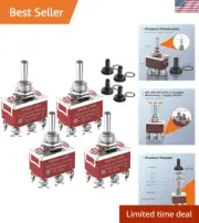 12V Waterproof Toggle Switch 30A DPDT - Heavy Duty Panel Mount Switch (4-Pcs)