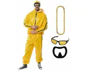 Deluxe Yellow Rapper 80s Men's Costume