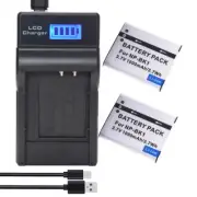 2x Battery +LCD Charger For Sony Cyber-shot DSC-W180 DSC-W190 DSC-W370 MHS-CM5