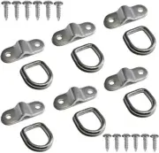 D Rings Tie Down Anchors Hooks for Trailer Truck Bed 1/4" 6 Pack, silver