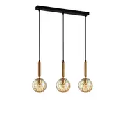 CLA LIGHTING Trattino 3 Glass Linear Base Pendant Lights - Bronze/Amber