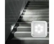 1× Wireless Night Light LED Motion Sensor Lights PIR Battery Cabinet Stair Lamp-White-White case