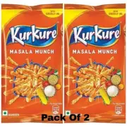 Kurkure Namkeen Masala Munch 142g Savoury Flavour 100% Vegetarian (Pack Of 2)