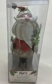 Pier One Christmas Santa Handcrafted Bobble Head Bottle Stopper New in Box