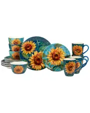 Certified International Golden Sunflowers 16pc Dinnerware Set, Service For 4