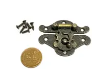 Antique Bronze Mini Door Hinges Gift Jewelry Box Latch Hasp Clasp b24