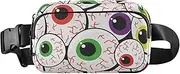 [Caihoyu] Hallowmas Happy Halloween Spooky Eyes Trendy Fanny Pack Waist Bag for Men Women Large Capacity Crossbody Sport Bag with Adjustable Strap for Cycling Hiking Gym, Multicolor, 1 size, Waistpack
