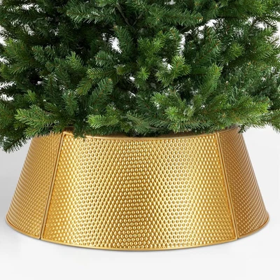 Metal Christmas Tree Collar Decoration, 23’’D Golden Christmas Tree Ring with Rh