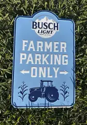 Busch Light BEER FARMER PARKING 2024 Metal BEER Sign Tin Tacker 24X15 John Deere