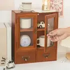 Storage Cabinet Wooden Display Rack with Drawer Key Box Holder Retro Showcase