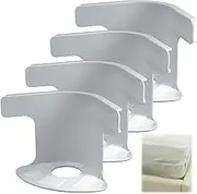 4PcsBed Sheet Fixing Clips, Bed Sheet Holder with Lock Strips, Heavy Duty Bedsheet Corner Tightener Clips, Bed Sheet Grippers Fixed, for Mattress Protectors, Blankets, Bedding (Grey)