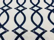 Kravet Embroidered Geometric Upholstery Fabric- Maxime / Navy 4 yds 4097.50