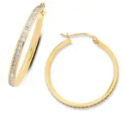 9kt Yellow Gold Silver Infused 28mm Hoop Earrings