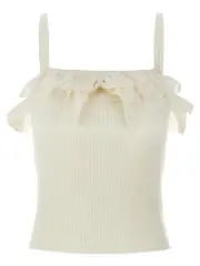 [Alessandra Rich] Alessandra Rich-Ruffle Top Top Bianco-Donna 40IT White