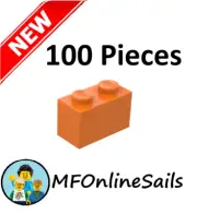 **NEW** 100x Genuine LEGO 1x2 Bricks - Orange- Piece # 3004 Bulk