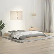 Solid Wood Bed Frame, Pine Platform, No Headboard, Queen Size 137x187 cm - Wooden Bedframe, Slats Base, Mattress Support, Cama, Low Floor Frames