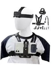 Phone Chest Mount Harness & Head Strap for All iPhones - Hands Free
