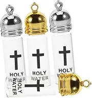ERINGOGO 4pcs Refillable Glass Holy Water Bottles for Baptism Church Decor Transparent Blessing Bottles with Intricate Cross Design for Religious Ceremonies and Special Occasions