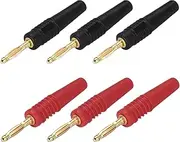 uxcell 6 Pcs 2mm Banana Plugs, 10A Speaker Wire Cable Plugs Connectors, Banana Jack Connector for Speaker Wire Audio Cable, Black&Red