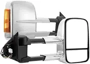SAN HIMA Pair Towing Mirrors Fits Navara D23 NP300 2015-ON - Extendable Manually Foldable 20CM Split View, Silver