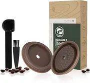 REUSABLE COFFEE CAPSULE DISCS Reusable Refillable Pod for VERTUOLINE & VERTUO capsules, compatible with VERTUOLINE & VERTUO pods Comes with 2 Silicon seals 1 small Cleaning Brush 1 Small Coffee Scooper.