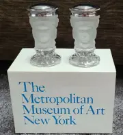 MMA Frosted Glass 3 Faces Salt Pepper Set Duncan Miller Metropolitan Museum Art