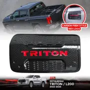 Cover Fuel Tank Black Carbon Red Logo For Mitsubishi Triton L200 2024-2025 4Door (for: Mitsubishi)