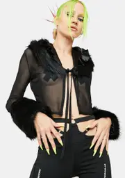 [Namilia] Vulva Collar Mesh Cardigan