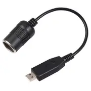 Wired Controller Converter Adapter USB Port to 12V Car Lighter Socket Female Power Cable for Power Black