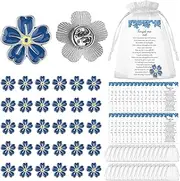 [CNSJ] Forget Me Not Memorial Pin Flower Lapel Brooch Funeral Favor with Memorial Poem Cards and Organza Bags for Memorial Remembrance Presents