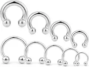 [Ocptiy] 00G 0G 2G 4G 6G 8G 12G 14G 16G 20G Septum Ear Earrings Gauges Stretching Kit Surgical Steel Horseshoe Septum Eyebrow Lip Navel Belly Ring Cartilage Helix Tragus Earrings Piercing Kit