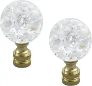 MY MIRONEY 2 Pack round Crystal Lamp Finial Clear Burst Ball Glass Finial Cap Kn