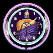 15" Crown Royal Whisky Bottle Sign Purple Double Neon Clock Man Cave Bar Garage