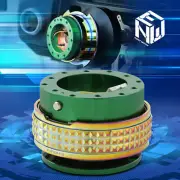 NRG Aluminum Steering Wheel Quick Release 2.1 Green With Neo Chrome Pyramid Ring