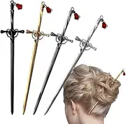 HERSAUL Hair Chopsticks for Women Chinese Hair Sticks for Buns Vintage Sword Hair Pin Metal Sword Hair Stick Chinese Hanfu Accessories(4Pcs)