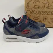 Skechers Microspec Max Torvix Sneakers Boys Size 3 Gray/Navy 403775L Lightweight