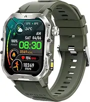 1.96 Sport Smart Watch Touch Screen, IP68 Water Safe, 100 Sports Modes, BT 5.2, LED Flashlight, Compatible Android and iOS Device (Green)
