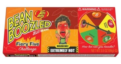 FIERY FIVE Jelly Belly BEANBOOZLED (3) 4oz Spinner Gift Box-BEST PRICE