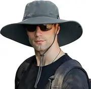 [Acokac] 【Oversize XXL】 Sun Hat for Men,【UPF50+Waterproof Wide-Brim】 Boonie-Hat Sun-Hat Fishing-Hat for Safari Hiking Beach Garden