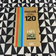 Maxell Hi-Fi T-120 Video Cassette 6 Hour Blank VHS Tape HGX Gold
