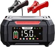 AILRINNI 15-Amp Car Battery Charger, 12V and 24V Smart Car Battery Charger AU Plug,Trickle Charger for Car - Smart Fully-Automatic Battery Maintainer with Temperature Compensation and LCD Display