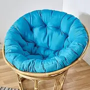 Soft Round Outdoor Chair Cushions,Water Resistant Papasan Cushion,Rocker Chair Seat Cushion,Hammock Patio Chairs Cushions for Rattan Swing Wicker Rattan Egg Chair(Lake Blue,120cm)