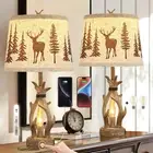 Antler Rustic Table Lamp Set of 2 with USB & Type-C Port, Rustic Bedside Lamp...
